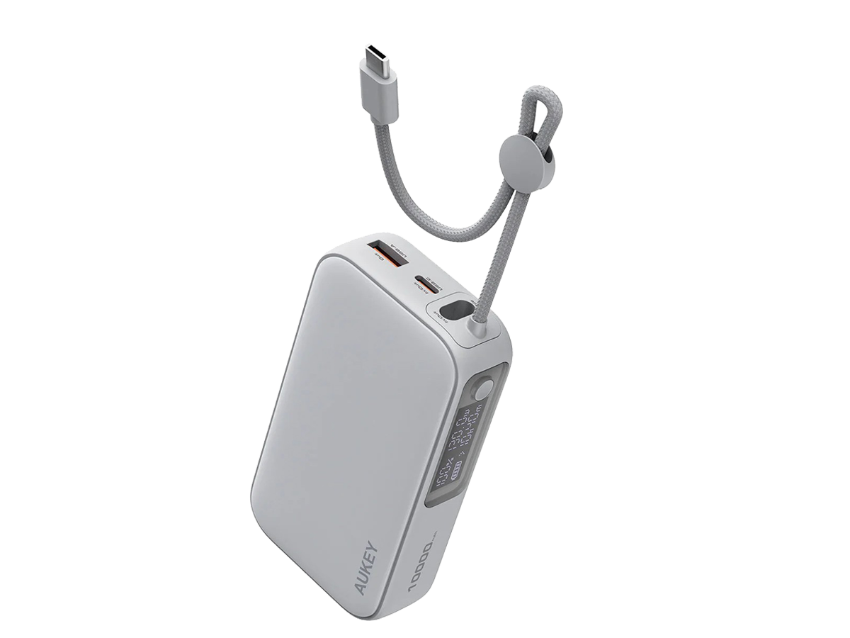 AUKEY Spark Sling 10000 Compact Fast Charging Power Bank with Built-in USB-C Cable PB-Y47
